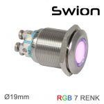 19mm Sinyal Lambası 7 Renkli RGB 24V (ortak bacak eksidir) D19S-RGB