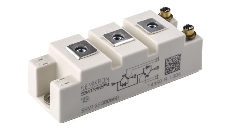 Semikron SKM195GB066D Dual Half Bridge IGBT Module, 265 A 600 V, 7-Pin SEMITRANS2, Panel Mount