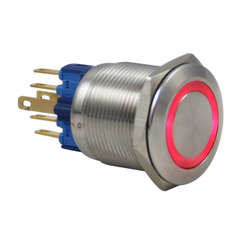 Drn422 22mm Metal Beyaz Ledli Yaylı Buton